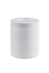 White plastic box for liquid 1 gallon or . 5 liters isolated. The can on white background. - Image