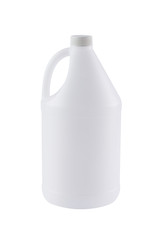 White plastic bottle for liquid 1 gallon or . 5 liters isolated. The bottle on white background. - Image