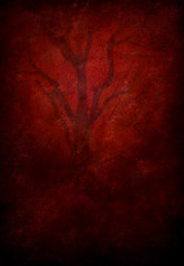Modern abstract art. Tree in red glowing light