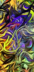 Fluid lines of color movement. 3D rendering