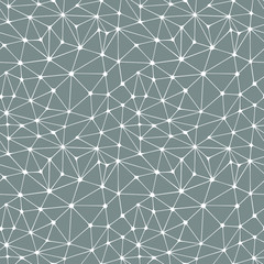 Chaotic geometric mesh on grey background. Simple seamless pattern with lines and points. Modern minimalistic abstract vector wallpaper.