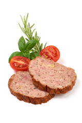 Sliced Minced meat roll, isolated on white background