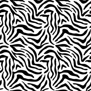 Vector animal zebra skin texture print seamless pattern