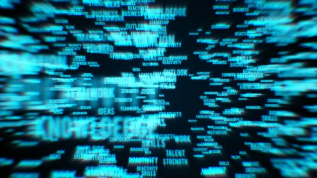 Abstract Business Success Text Reveal/ 4k animation of an abstract business background with multiple words success related and chromatic aberration effect