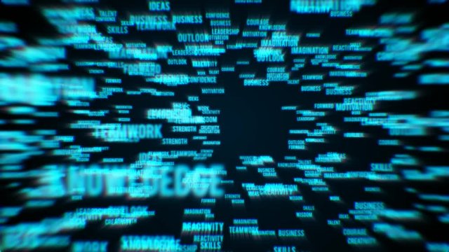 Abstract Business Success Text Reveal/ 4k animation of an abstract business background with multiple words success related and chromatic aberration effect