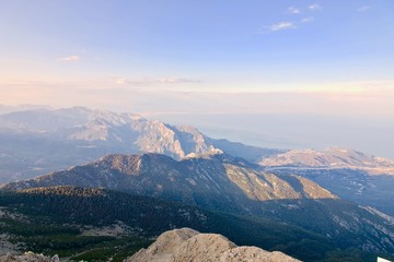 Panoramic view of the mountains Tahtali, Kemer, Turkey
