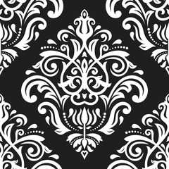 Orient vector dark classic pattern. Seamless abstract background with vintage elements. Orient black and white background. Ornament for wallpaper and packaging