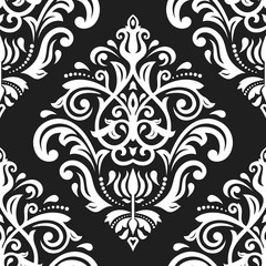 Orient vector dark classic pattern. Seamless abstract background with vintage elements. Orient black and white background. Ornament for wallpaper and packaging