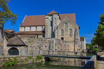 View of Chartres Church of Saint Andrew (La Collegiale Saint-Andre, XII century) - old collegiate...