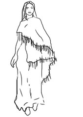 Szkic kobiety w pelerynie