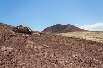 World war II bunker on beach in El Medano, Tenerife, Canary Islands, Spain