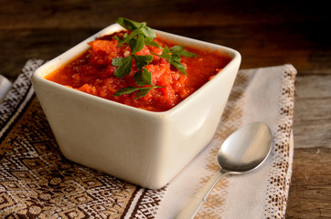 adjika, ceramic, salty, vegan, home made, tasty, healthy, taste, ketchup, dish, natural, pickled, grated, vegetable, preservation, canning, eat, national, ripe, cooking, fresh, food, cuisine, homemade