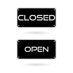 Door signs open and closed in flat