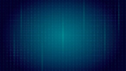 Abstract blue background with binary code, technology, computer science