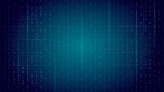 Abstract blue background with binary code, technology, computer science