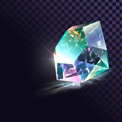 Vector sparkling diamond, gem, shiny crystal