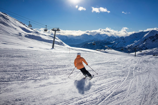 Fast Skier, winter sports, mountain, skier