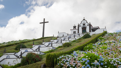 Chapel Nossa Senhora da Paz (Our Lady of Peace) by town Vila Franca do Campo, Sao Miguel island in Azores