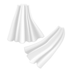 Realistic Detailed 3d White Cloaks Costume Superhero Set. Vector