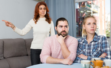 Bad domestic quarrel between family members at home