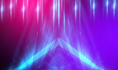 Ultraviolet abstract light. Diode tape, light line. Violet and pink gradient. Modern background, neon light. Empty stage, spotlights, neon. Abstract light.