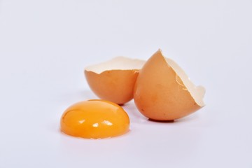 Egg yolk on the white background