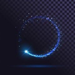 Blue flash, glowing ring, shiny spin effect with sparks