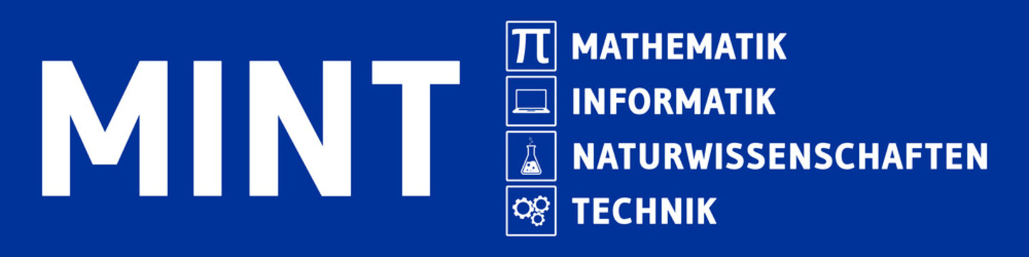 ebbn48 EuropeBannerBlueNew ebbn - german text banner - MINT F&auml;cher: Mathematik Informatik Naturwissenschaften Technik (Bachelor of Science) - 4zu1 xxl g8518