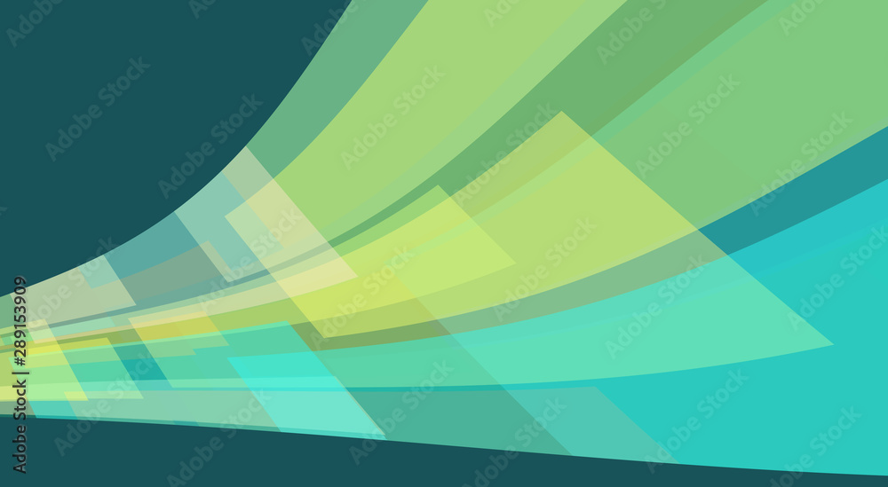 Poster perspective blue, green and turquoise line with translucent rectangles. vector graphic background
