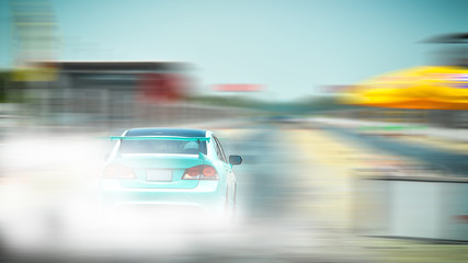 Fototapeta na wymiar Car drifting with a lot of smoke on a blurred background.