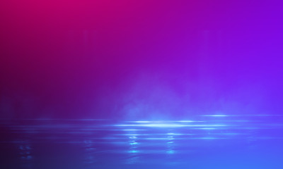 Ultraviolet abstract light. Light tunnel and laser lines. Violet and pink gradient. Modern background, neon light. Empty stage, spotlights, neon. Abstract light.