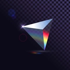 Isolated triangular transparent prism and spectrum of light