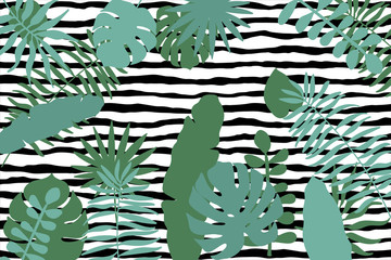 Vector abstract trendy background from tropical leaves
