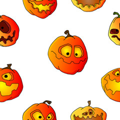 Halloween pumpkin set seamless pattern