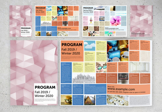 Program Brochure Layout with Colorful Grid