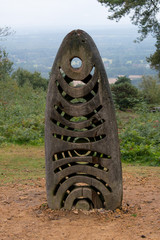 Close up of the Totem in the forest opening