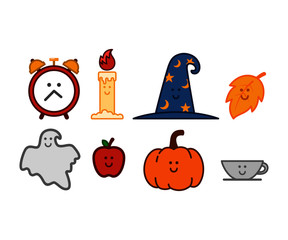 cute halloween character, kawai monster vector illustration