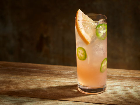 Paloma cocktail with Jalape&ntilde;os