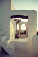 soft sunset light at white stones villa with mediterranean style