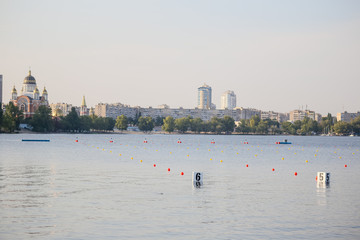 Naklejka premium Ukraine, Kiev, Obolon. Natalka Bay. Water stadium.