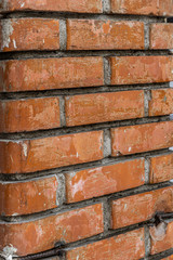 Old red orange colored brick wall surface details