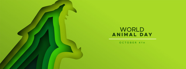 Animal day papercut banner of wild jaguar cat © Cienpies Design