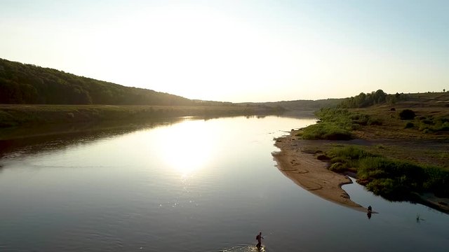 Aerial view of Oka River, Russia Kaluga