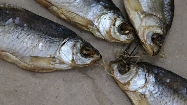 Dried Salt Fish Kraft Paper Background Panning Slider Shot.