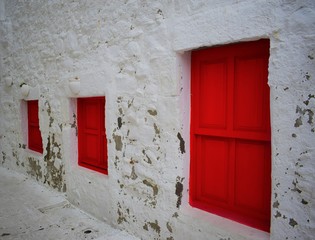 door in red wall