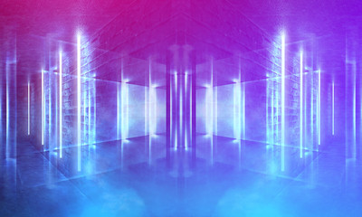 Ultraviolet abstract light. Diode tape, light line. Violet and pink gradient. Modern background,...