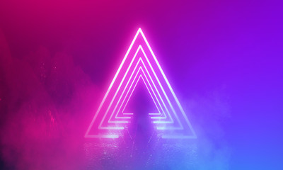 Ultraviolet abstract light. Diode tape, light line. Violet and pink gradient. Modern background, neon light. Empty stage, spotlights, neon. Abstract light.