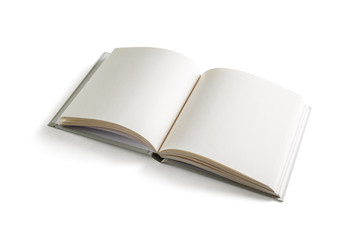 Blank book on white background. Isolated with clipping path.
