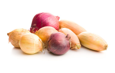 The golden shallot onion. Fresh bulbs.