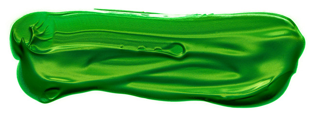 green spot of acrylic paint with texture. oily spot with relief  embossed element